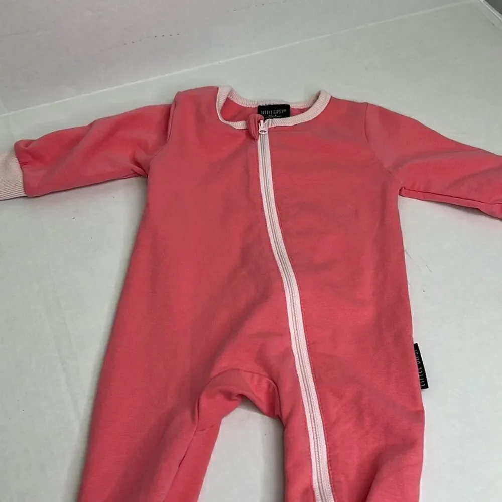Little Bipsy pink two-way Zip onesie EUC size 3-6 months